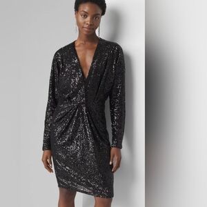 WHBM Elegant Black Sequin Dress